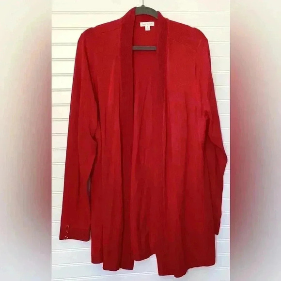 Charter Club Women's 3X Red Open-Front Cardigan Sweater - Picture 9 of 11